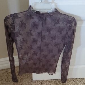 Free People Lady Lux Sheer Lace Blouse - Dark Brown